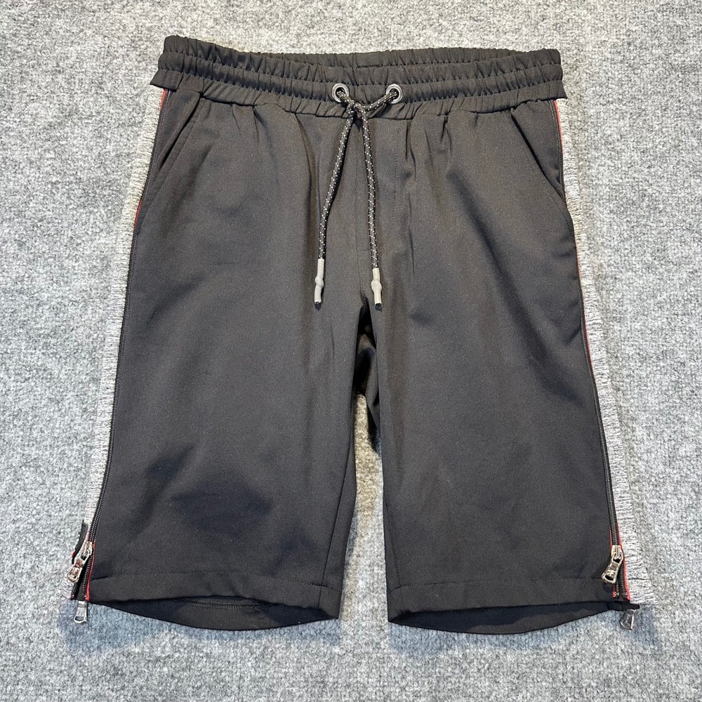 Mondo Track Shorts Men XL Black Sporty Side Zip Athleisure Streetwear